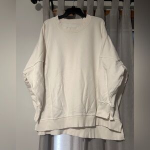 Aerie The Happiest oversized white distressed Sweatshirt